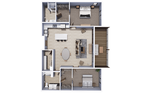 Floor plan for 2 beds, 2 baths, 1600 sqft